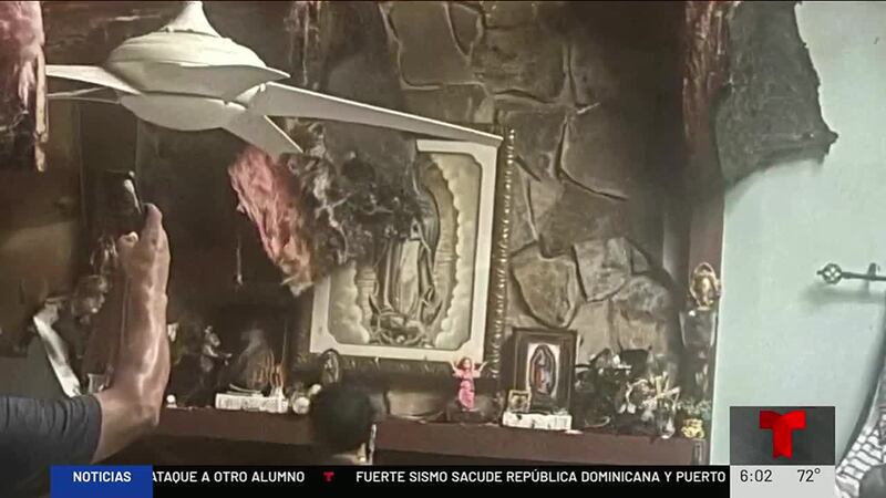 La vivienda sufrió graves daños. Ni el cuadro de la virgen de Guadalupe se salvó.